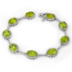 20.33 CTW Peridot & Diamond Bracelet 14K White Gold - REF-135W3F - 11014