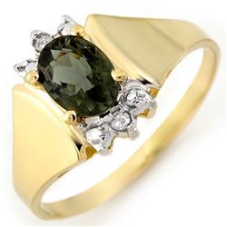 1.04 CTW Green Tourmaline & Diamond Ring 14K Yellow Gold - REF-24F2N - 11200