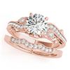 Image 1 : 1.57 CTW Certified VS/SI Diamond Solitaire 2Pc Wedding Set Antique 14K Rose Gold - REF-492A8X - 3156