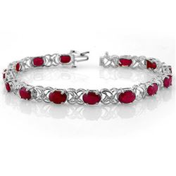 16.05 CTW Ruby & Diamond Bracelet 14K White Gold - REF-105K5W - 10480