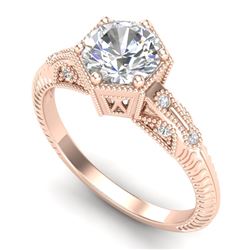 1.17 CTW VS/SI Diamond Solitaire Art Deco Ring 18K Rose Gold - REF-381X8T - 37215