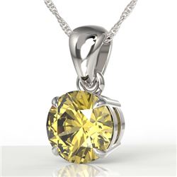 2 CTW Citrine Designer Inspired Solitaire Necklace 18K White Gold - REF-26M2H - 22018