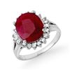 Image 1 : 4.04 CTW Ruby & Diamond Ring 18K White Gold - REF-103T6M - 13301