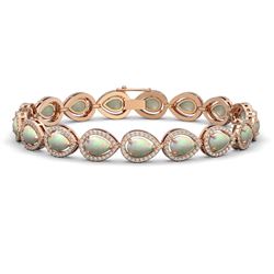13.19 CTW Opal & Diamond Halo Bracelet 10K Rose Gold - REF-301Y5K - 41106