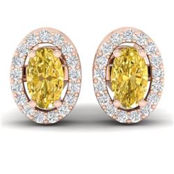 0.75 CTW Citrine & Micro Pave VS/SI Diamond Earrings Halo 14K Rose Gold - REF-34Y5K - 21182