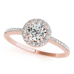 0.75 CTW Certified VS/SI Diamond Solitaire Halo Ring 18K Rose Gold - REF-110T5M - 26348
