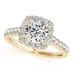 1.35 CTW Certified VS/SI Diamond Solitaire Halo Ring 18K Yellow Gold - REF-220M2H - 26262