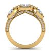 Image 4 : 2.25 CTW Certified VS/SI Diamond 3 Stone Micro Halo Ring 14K Yellow Gold - REF-236W2F - 30440
