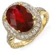 Image 1 : 5.50 CTW Rubellite & Diamond Ring 14K Yellow Gold - REF-182X8T - 10980