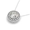 0.75 CTW Certified SI Diamond Solitaire Halo Necklace 14K White Gold - REF-96F9N - 29989