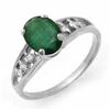 1.50 CTW Emerald & Diamond Ring 14K White Gold - REF-26N2Y - 14283