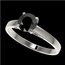 1 CTW Fancy Black VS Diamond Solitaire Engagement Ring 10K White Gold - REF-28N3Y - 32984