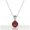 Image 2 : 2 CTW Garnet Designer Inspired Solitaire Necklace 18K White Gold - REF-24W5F - 22023