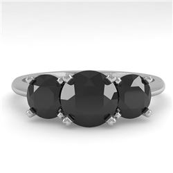 2 CTW Black Diamond Past Present Future Designer Ring 18K White Gold - REF-91A8X - 32466