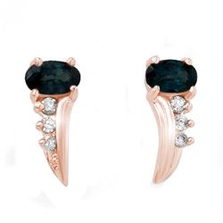 0.55 CTW Blue Sapphire & Diamond Earrings 18K Rose Gold - REF-19A3X - 12797