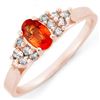 Image 1 : 0.74 CTW Orange Sapphire & Diamond Ring 14K Rose Gold - REF-27H6A - 10475