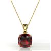 Image 2 : 6 CTW Cushion Cut garnet Designer Solitaire necklace 18K Yellow Gold - REF-34M5H - 21984