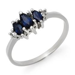 0.66 CTW Blue Sapphire & Diamond Ring 10K White Gold - REF-13F3N - 12924