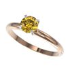 Image 1 : 0.76 CTW Certified Intense Yellow SI Diamond Solitaire Engagement Ring 10K Rose Gold - REF-118Y2K - 