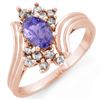 Image 1 : 1.0 CTW Tanzanite & Diamond Ring 14K Rose Gold - REF-37A8X - 10148