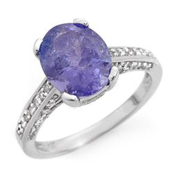 4.50 CTW Tanzanite & Diamond Ring 14K White Gold - REF-125W3F - 14414