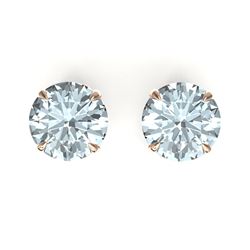 4 CTW Sky Blue Topaz Designer Inspired Solitaire Stud Earrings 14K Rose Gold - REF-23M3H - 21845