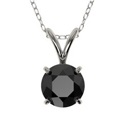 0.75 CTW Fancy Black VS Diamond Solitaire Necklace 10K White Gold - REF-20A5X - 33175