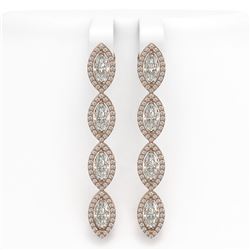 6.08 CTW Marquise Diamond Designer Earrings 18K Rose Gold - REF-1136H2A - 42747