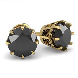 2.0 CTW Black Diamond Stud Solitaire Earrings 18K Yellow Gold - REF-70F9N - 35692