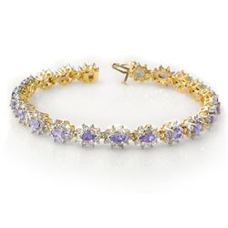 10.0 CTW Tanzanite & Diamond Bracelet 14K Yellow Gold - REF-345N5Y - 14445