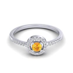 0.50 CTW Citrine & Micro Pave VS/SI Diamond Ring Solitaire Halo 18K White Gold - REF-36K2W - 20696