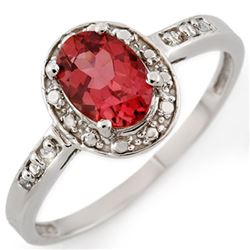 0.85 CTW Pink Tourmaline & Diamond Ring 10K White Gold - REF-20Y8K - 11689