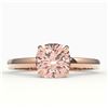 Image 1 : 1.50 CTW Cushion Cut Morganite Solitaire Engagement Ring 14K Rose Gold - REF-33X3T - 22151