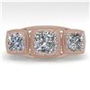 Image 1 : 2 CTW Past Present Future VS/SI Cushion Cut Diamond Ring Deco 18K Rose Gold - REF-481W6F - 36071