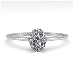 1.0 CTW VS/SI Oval Cut Diamond Solitaire Engagement Ring Size 7 18K White Gold - REF-287K4W - 35892