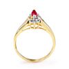 Image 2 : 0.22 CTW Ruby & Diamond Ring 10K Yellow Gold - REF-13H3A - 13847