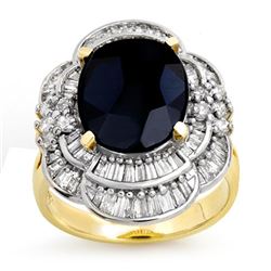 7.85 CTW Blue Sapphire & Diamond Ring 14K Yellow Gold - REF-135T5M - 13076