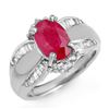 Image 1 : 3.01 CTW Ruby & Diamond Ring 18K White Gold - REF-105A5X - 12834