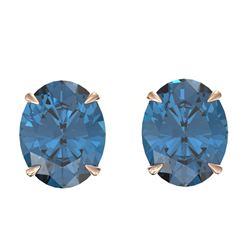 7 CTW London Blue Topaz Designer Inspired Stud Earrings 14K Rose Gold - REF-30N2Y - 21668