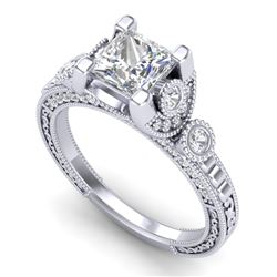 1.75 CTW Princess VS/SI Diamond Art Deco Ring 18K White Gold - REF-445Y5K - 37148