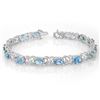 13.55 CTW Blue Topaz & Diamond Bracelet 14K White Gold - REF-85Y5K - 10573
