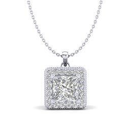 1.93 CTW Princess VS/SI Diamond Solitaire Micro Pave Necklace 18K White Gold - REF-436X4T - 37172