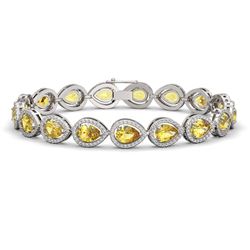 15.91 CTW Fancy Citrine & Diamond Halo Bracelet 10K White Gold - REF-276K2W - 41132