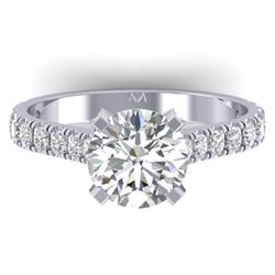 2.4 CTW Certified VS/SI Diamond Solitaire Art Deco Ring 14K White Gold - REF-674F2N - 30441