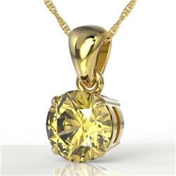 2 CTW Citrine Designer Inspired Solitaire Necklace 18K Yellow Gold - REF-26K2W - 22019
