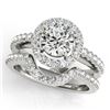 0.96 CTW Certified VS/SI Diamond 2Pc Wedding Set Solitaire Halo 14K White Gold - REF-138T8M - 30774