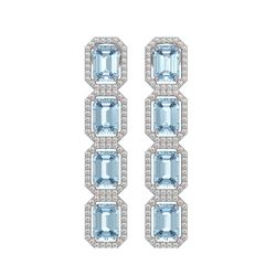 11.54 CTW Aquamarine & Diamond Halo Earrings 10K White Gold - REF-193M3H - 41450