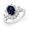 2.33 CTW Blue Sapphire & Diamond Ring 18K White Gold - REF-70F9N - 13159