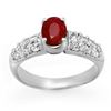 Image 1 : 1.50 CTW Ruby & Diamond Ring 18K White Gold - REF-64X9T - 13369