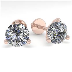 1.0 CTW Certified VS/SI Diamond Stud Earrings Martini 14K Rose Gold - REF-117T6M - 38307